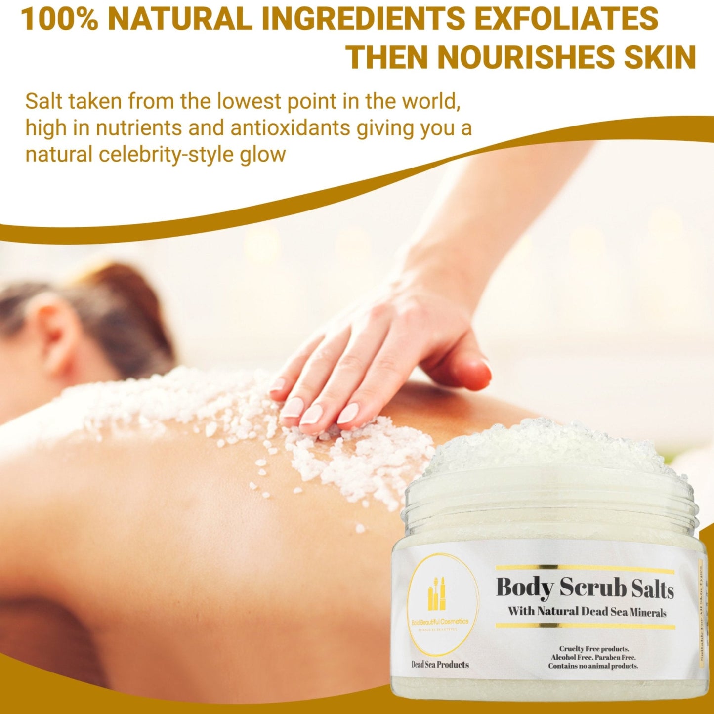 Bold Beautiful Cosmetics Dead Sea Body Scrub Salts - Lavender & Matricaria Scent - Body Scrub Salts - 850046440052