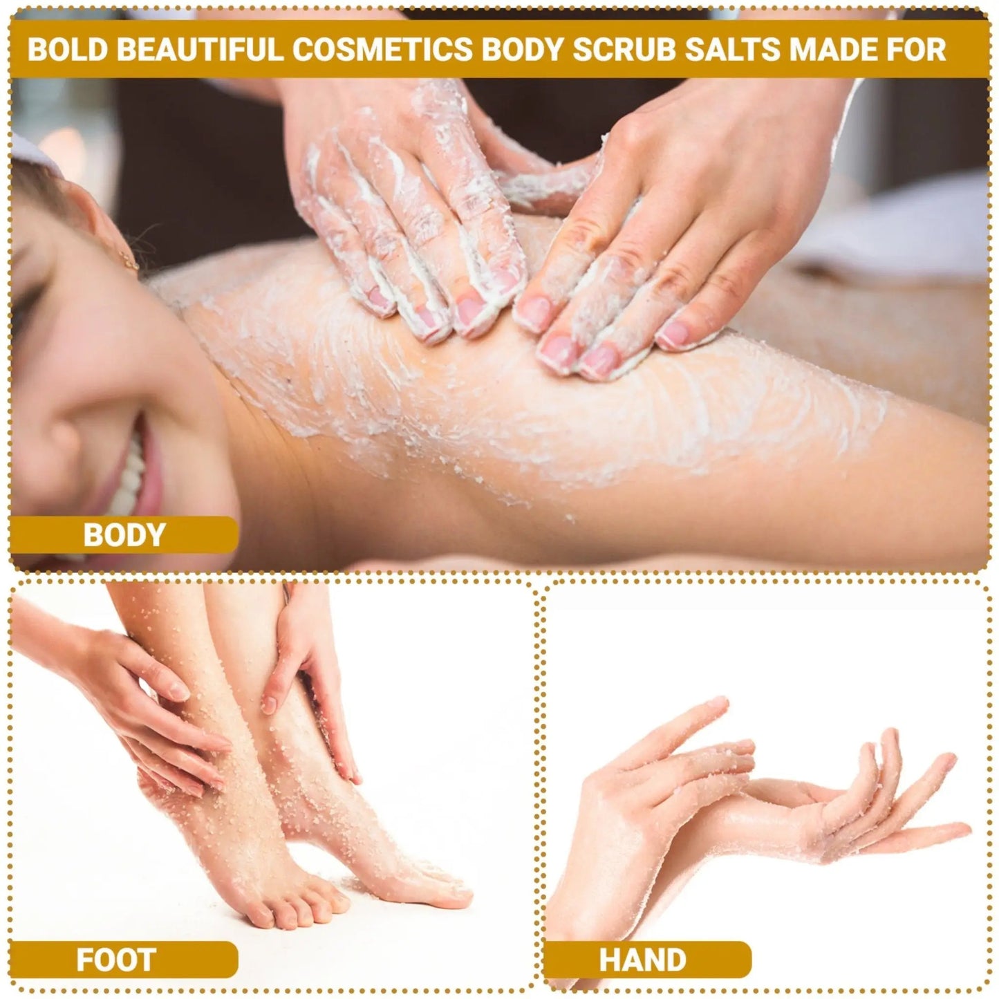 Bold Beautiful Cosmetics Dead Sea Body Scrub Salts - Lavender & Matricaria Scent - Body Scrub Salts - 850046440052