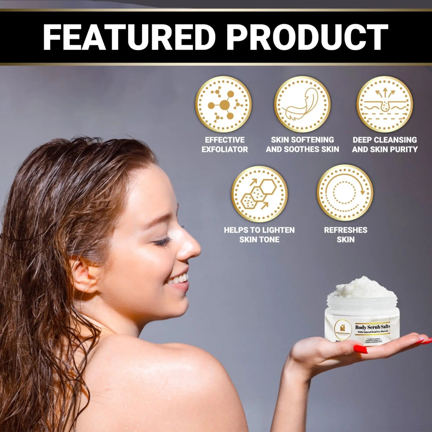 Bold Beautiful Cosmetics Dead Sea Body Scrub Salts - Lavender & Matricaria Scent - Body Scrub Salts - 850046440052