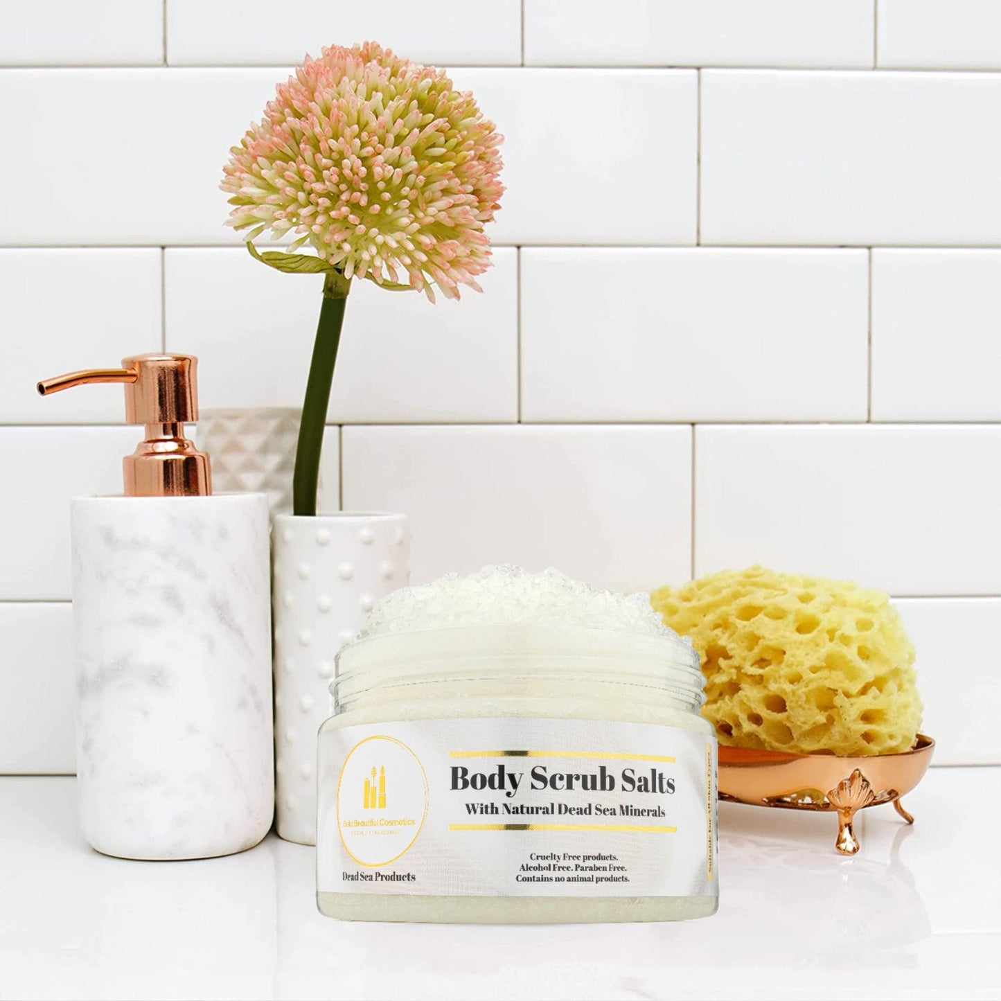Bold Beautiful Cosmetics Dead Sea Body Scrub Salts - Lavender & Matricaria Scent - Body Scrub Salts - 850046440052