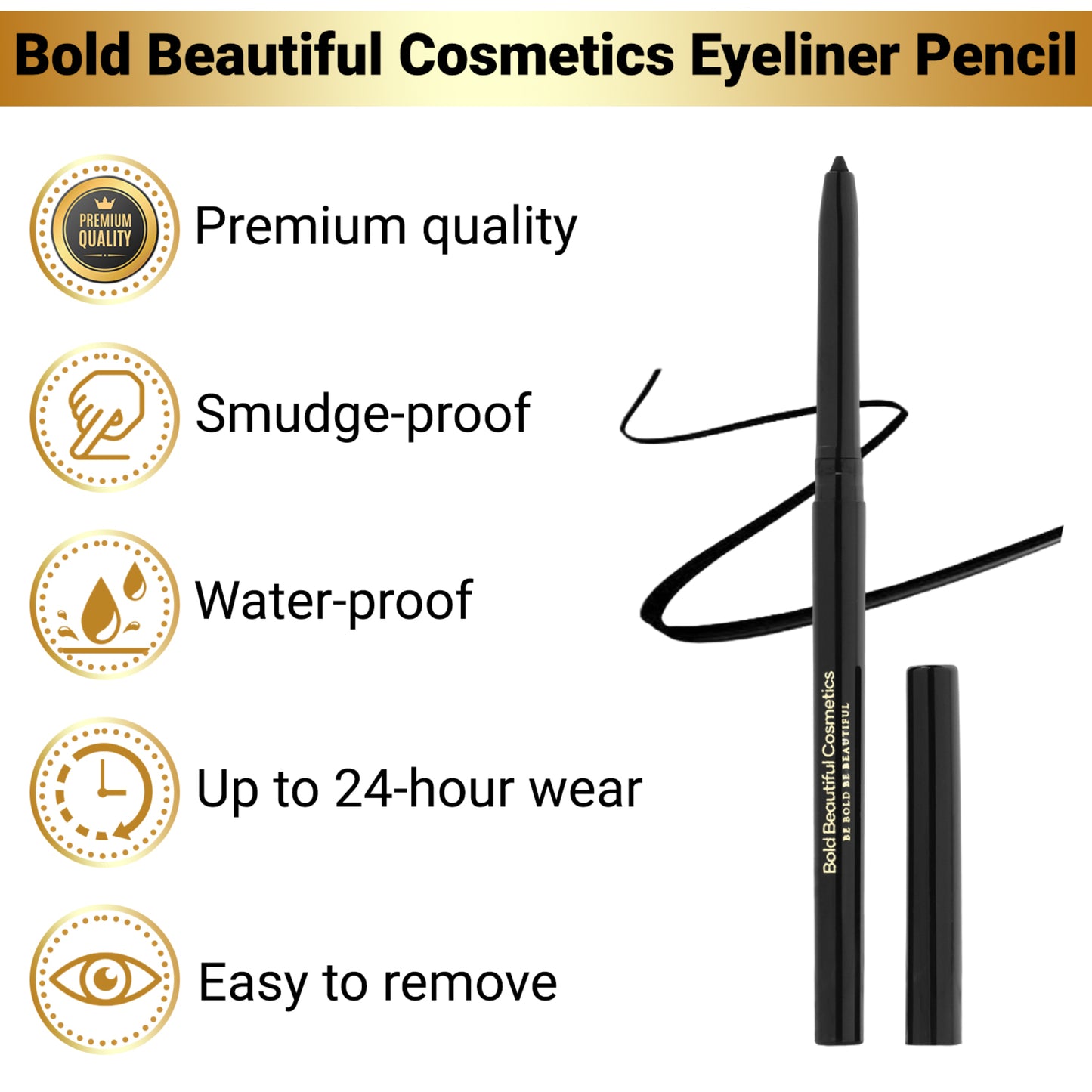 Bold Beautiful Cosmetics Eyeliner Pencil - Mechanical Pencil Eyeliner - 850046440205