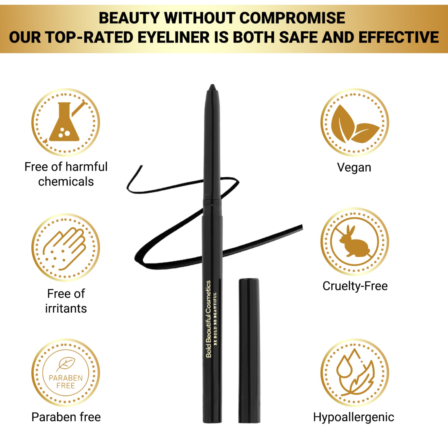 Bold Beautiful Cosmetics Eyeliner Pencil - Mechanical Pencil Eyeliner - 850046440205