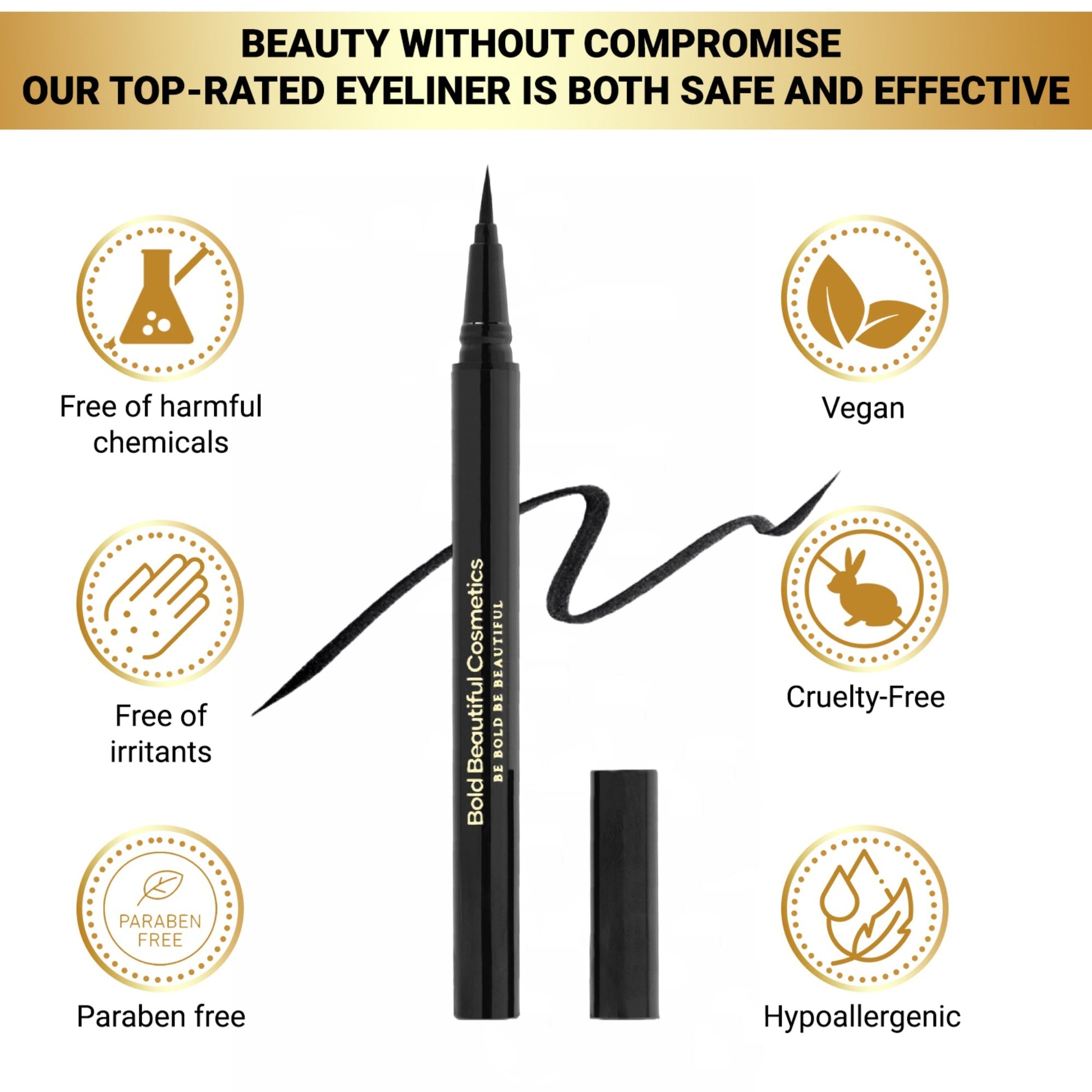 Liquid Eyeliner Pen Smudge - Proof and Waterproof - Liquid Eyeliner - 850046440199 - Bold Beautiful Cosmetics