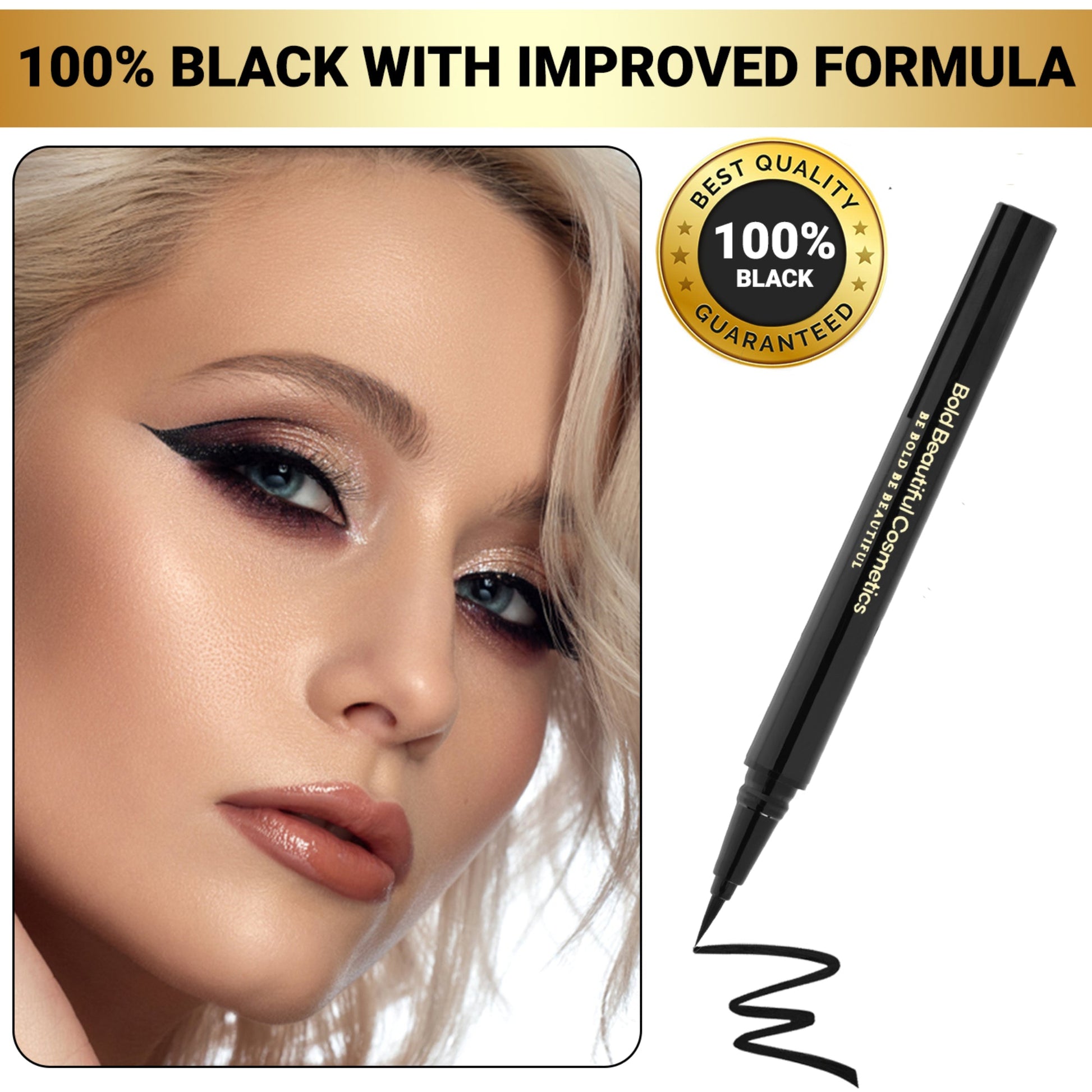 Liquid Eyeliner Pen Smudge - Proof and Waterproof - Liquid Eyeliner - 850046440199 - Bold Beautiful Cosmetics