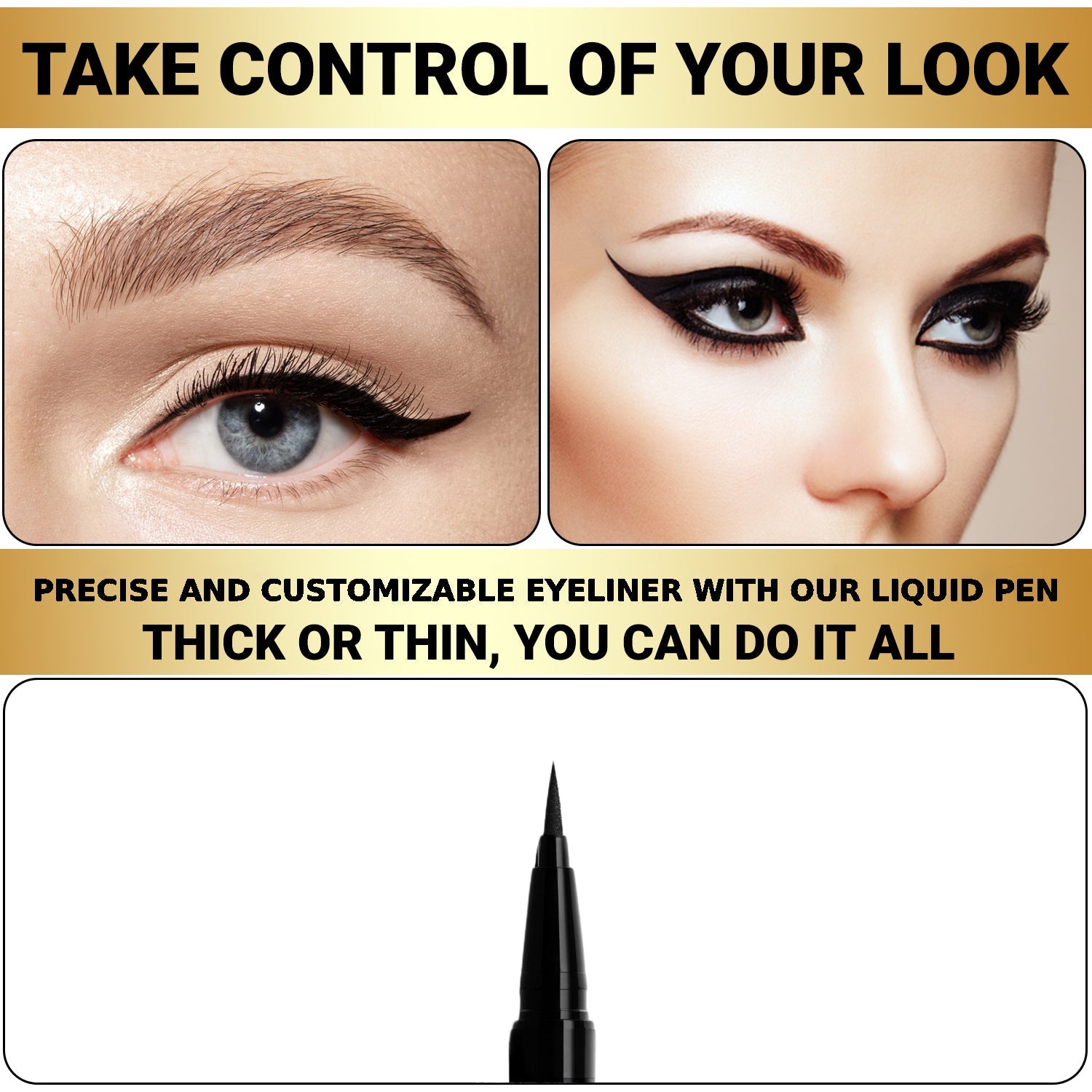Liquid Eyeliner Pen Smudge - Proof and Waterproof - Liquid Eyeliner - 850046440199 - Bold Beautiful Cosmetics