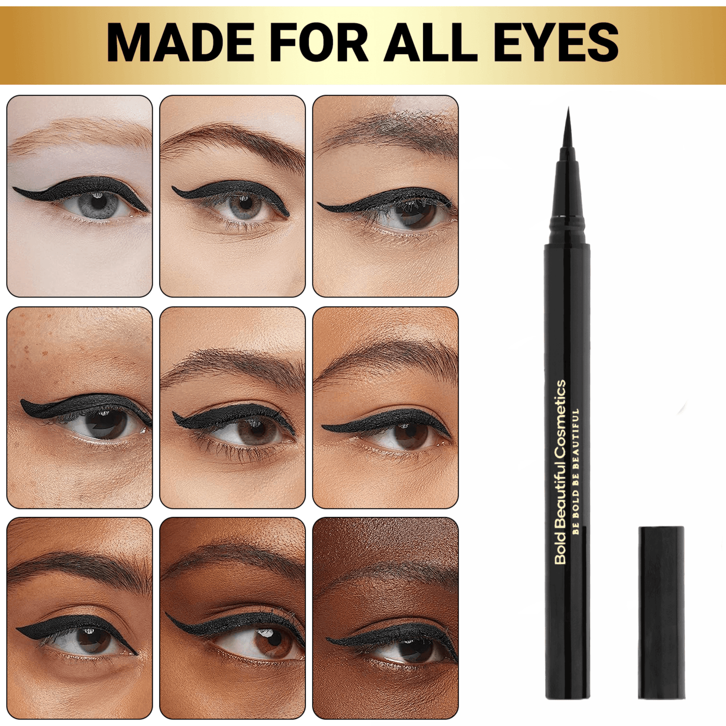 Liquid Eyeliner Pen Smudge - Proof and Waterproof - Liquid Eyeliner - 850046440199 - Bold Beautiful Cosmetics