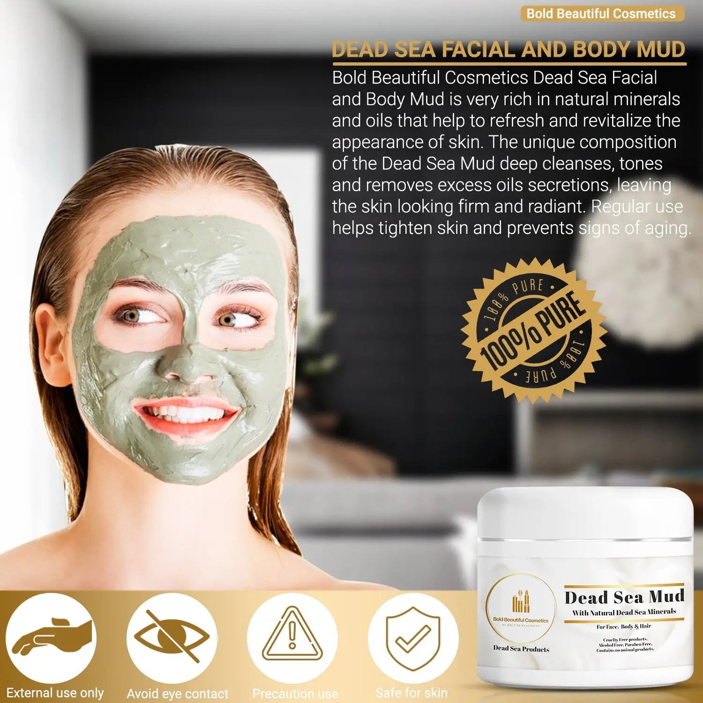 Bold Beautiful Cosmetics - Dead Sea Facial and Body Mud Mask - 850046440038 -