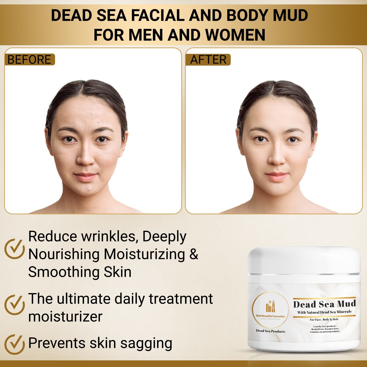 Bold Beautiful Cosmetics - Dead Sea Facial and Body Mud Mask - 850046440038 -