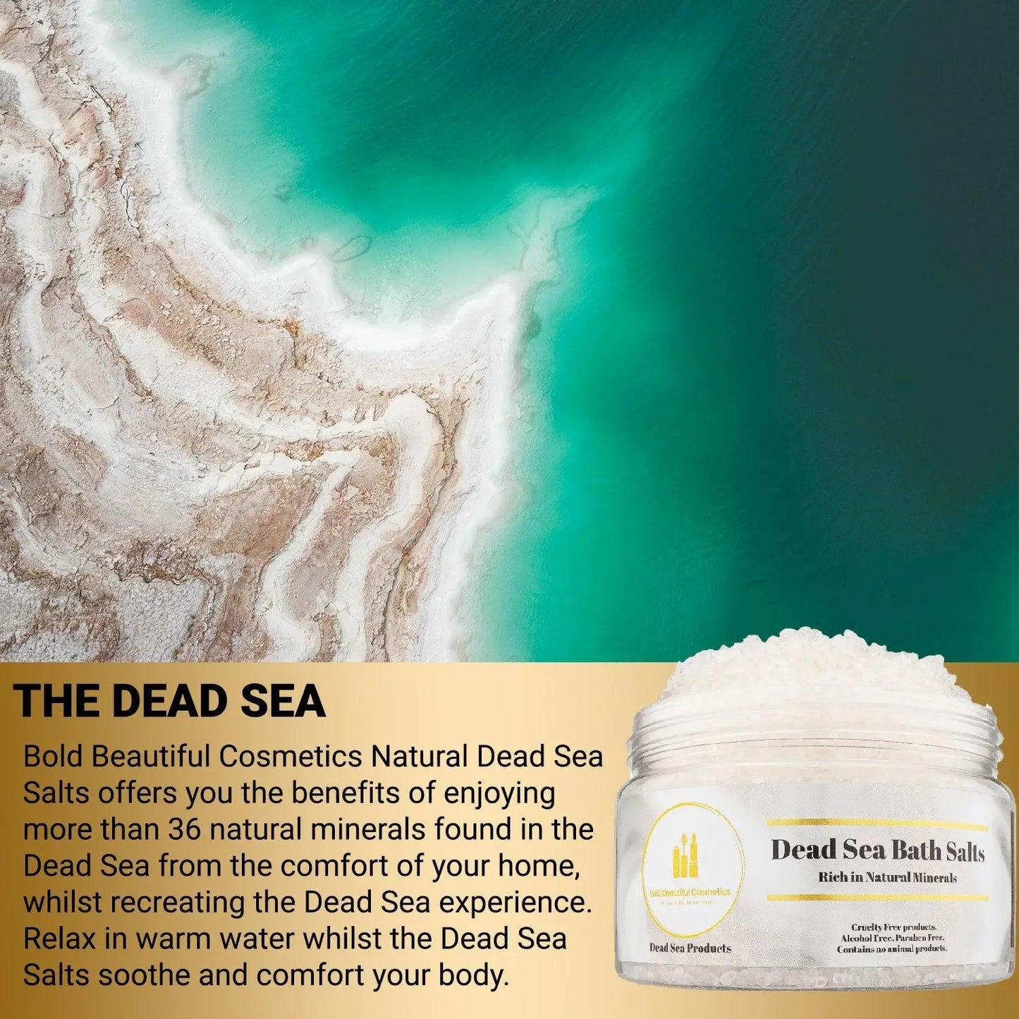 Bold Beautiful Cosmetics Natural Dead Sea Bath Salts & Feet Soaking - Natural Dead Sea Bath Salts - 850046440045