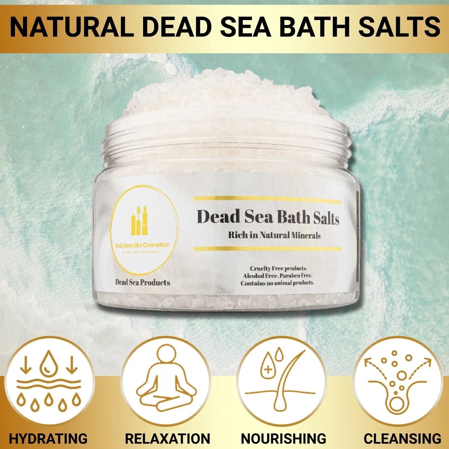Dead Sea Salt Bath and Feet Soaking - Natural Dead Sea Bath Salts - 850046440045 - Bold Beautiful Cosmetics