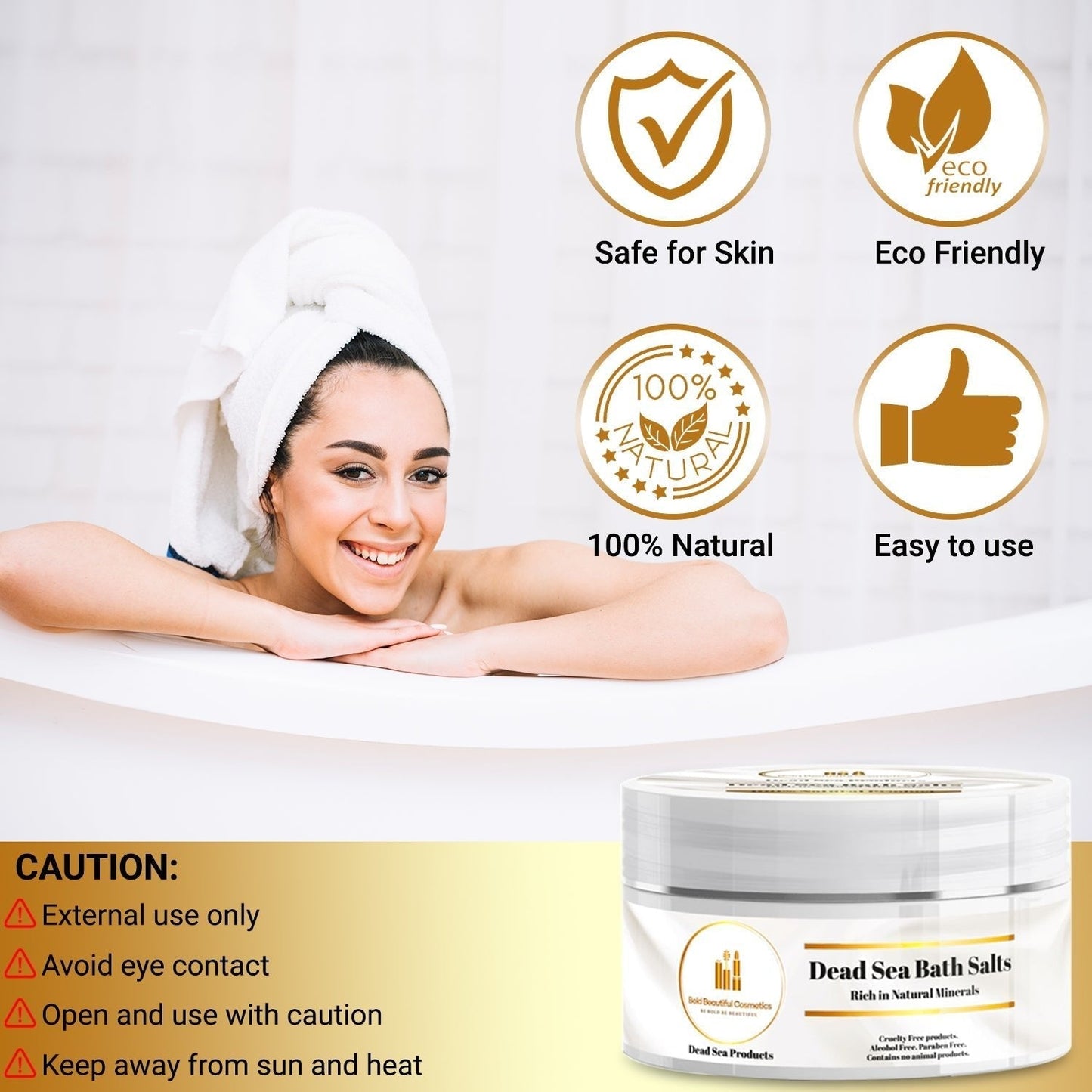 Dead Sea Salt Bath and Feet Soaking - Natural Dead Sea Bath Salts - 850046440045 - Bold Beautiful Cosmetics