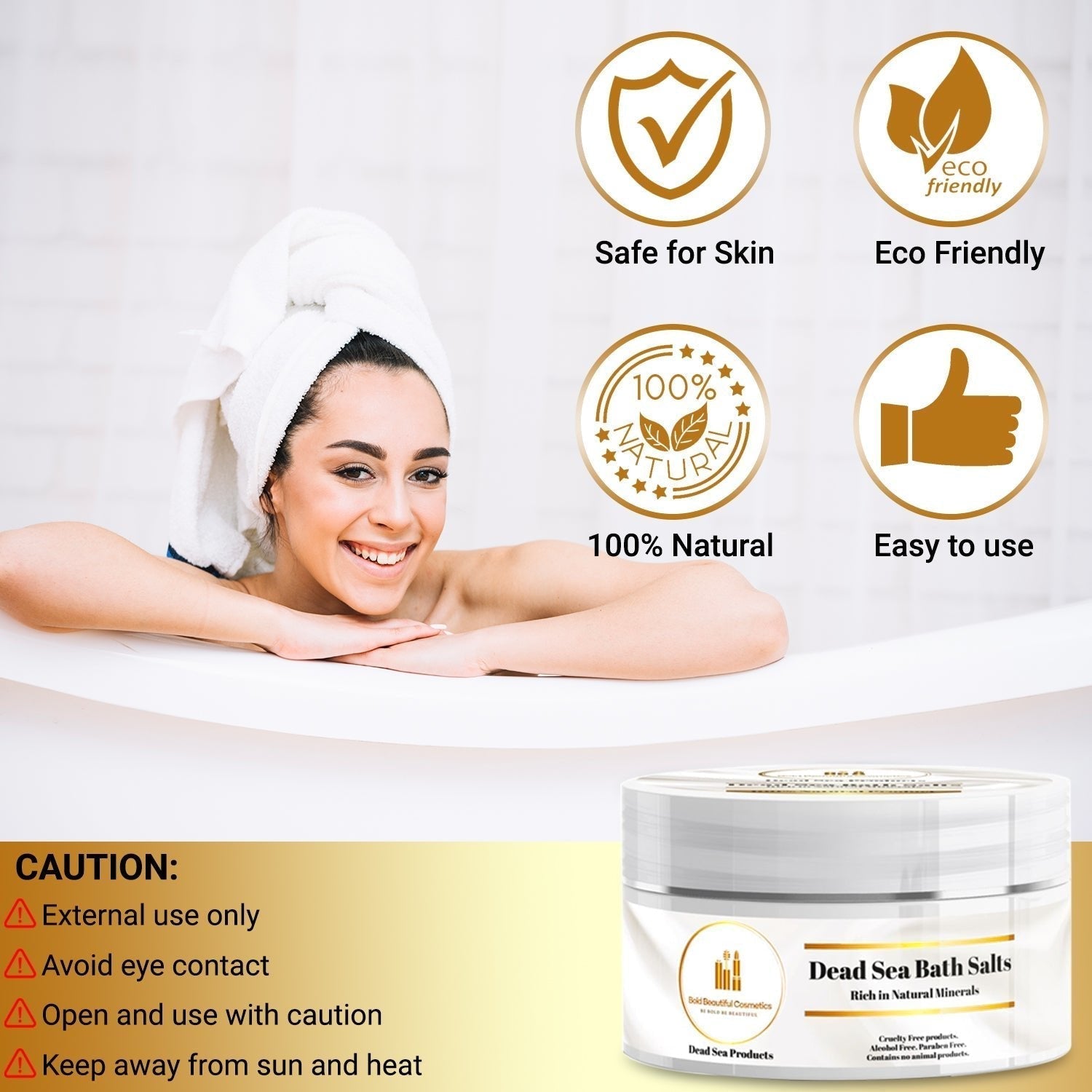 Dead Sea Salt Bath and Feet Soaking - Natural Dead Sea Bath Salts - 850046440045 - Bold Beautiful Cosmetics