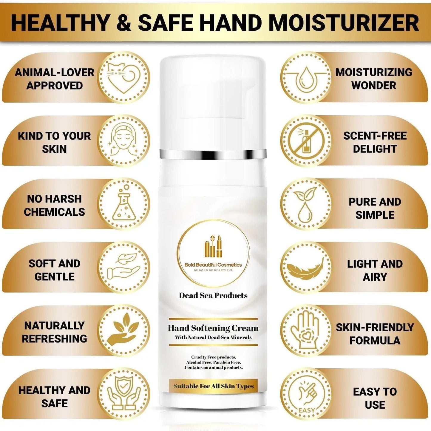 Dead Sea Minerals Hand Moisturizer and Softening Cream - Hand Softening Cream - 850046440069 - Bold Beautiful Cosmetics