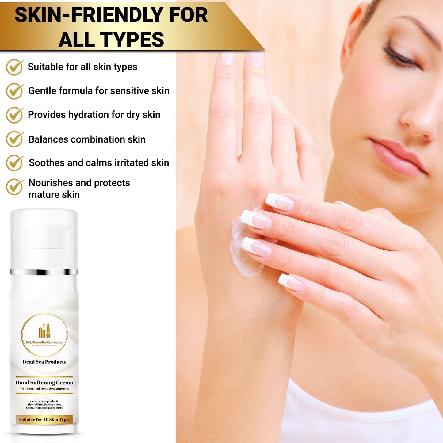 Dead Sea Minerals Hand Moisturizer and Softening Cream - Hand Softening Cream - 850046440069 - Bold Beautiful Cosmetics