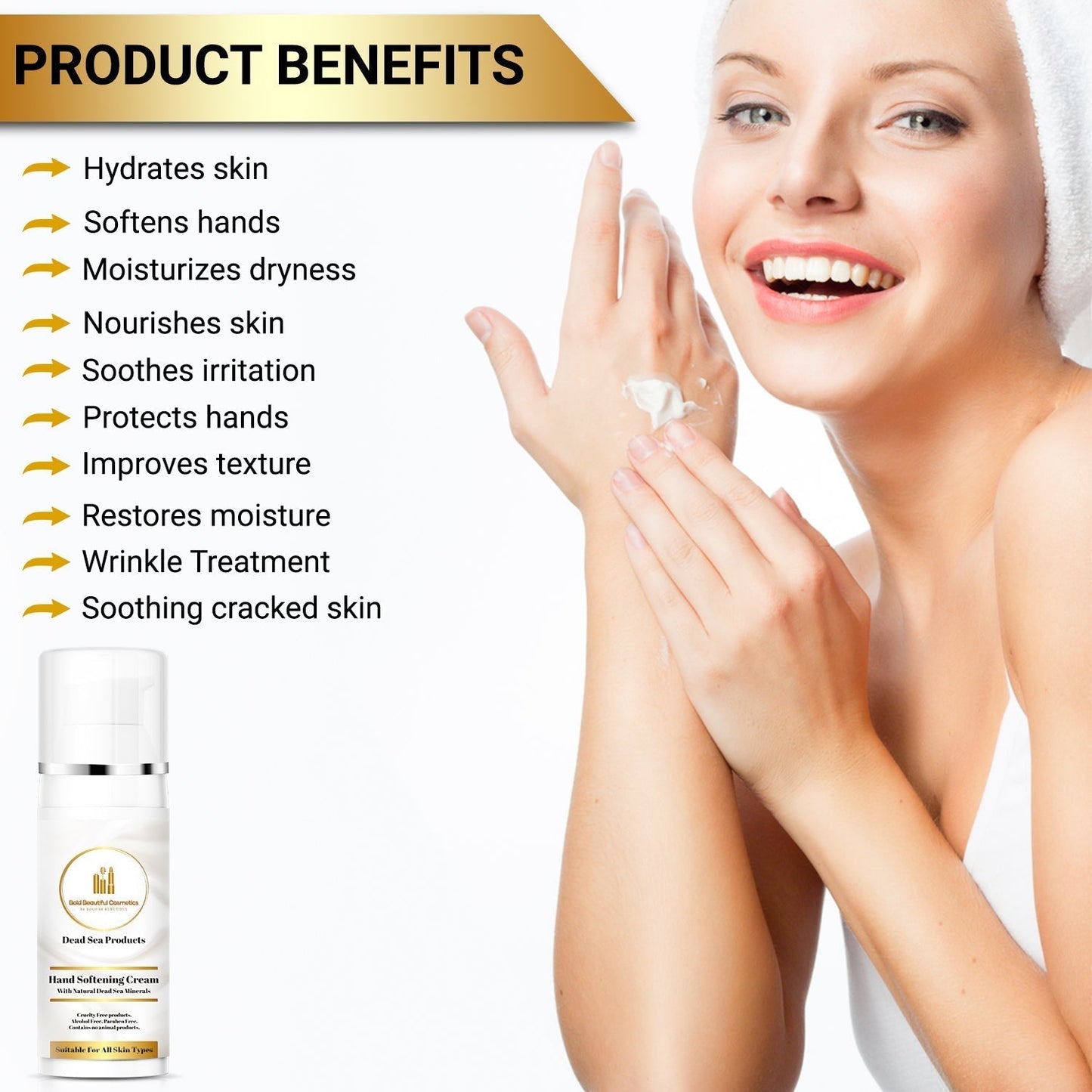 Dead Sea Minerals Hand Moisturizer and Softening Cream - Hand Softening Cream - 850046440069 - Bold Beautiful Cosmetics