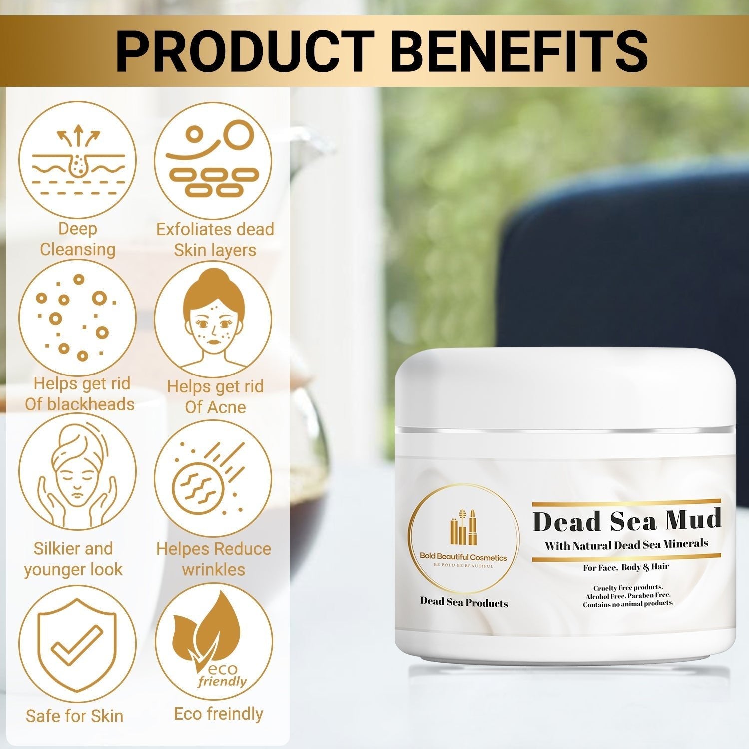 Dead Sea Mud Mask For Face and Body - Dead Sea Facial and Body Mud Mask - 850046440038 - Bold Beautiful Cosmetics