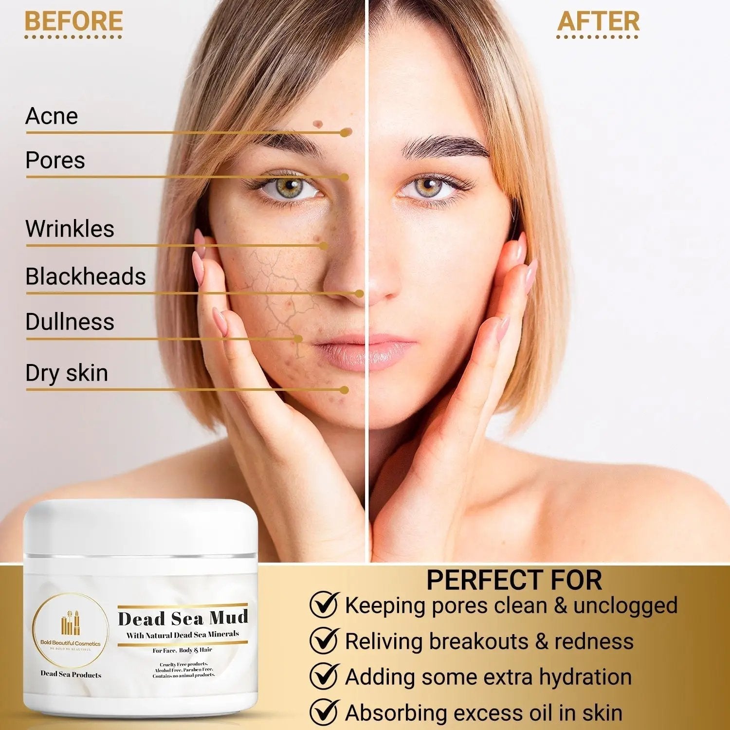 Dead Sea Mud Mask For Face and Body - Dead Sea Facial and Body Mud Mask - 850046440038 - Bold Beautiful Cosmetics